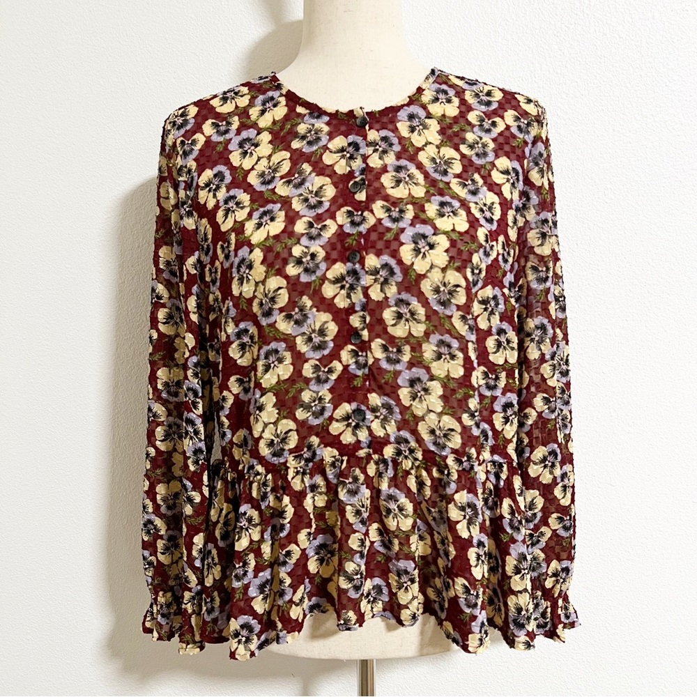 Madewell Viola Floral Ruffle Hem Blouse - Picture 3 of 15